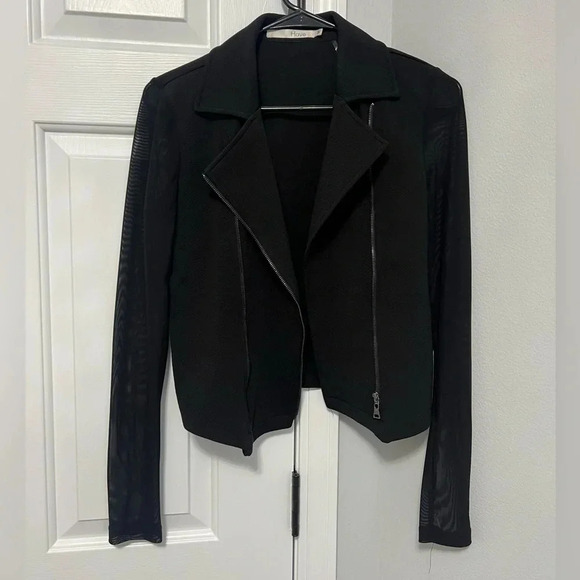 Jackets & Blazers - BLACK JACKET MESH SLEEVES
